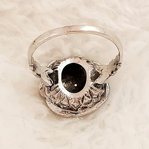 Uncas Sterling Silver Art Deco Marcasite Rose Flower Ring - Picture 6 of 11